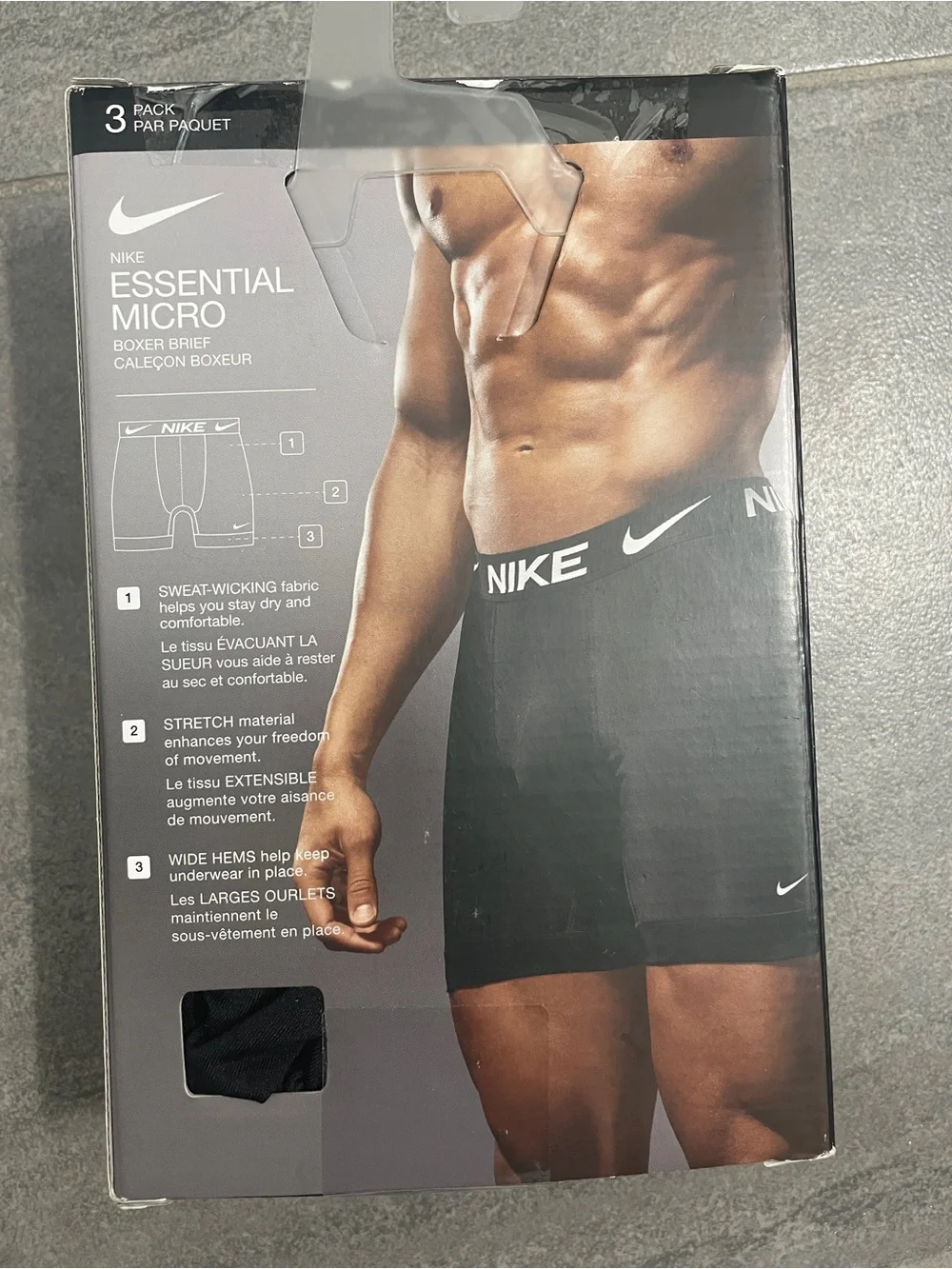 Nike Essential Micro Boxer Briefs - Black with White Logo (3 Pack)
